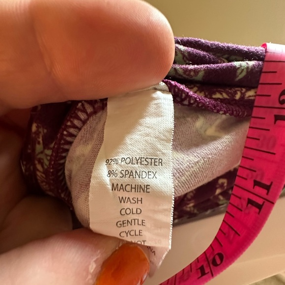 Geometric Patterned Womens Leggings One Size Purple - Picture 6 of 7